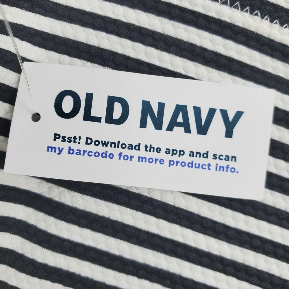 Old Navy Striped Textured Bikini Swim Bottoms Womens 4X Black White New 680795
